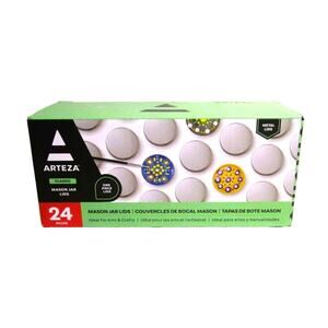 Arteza Regular Mouth Mason Jar Lids, 24-Pack, 2.4 and 2.6 Inches, Craft Projects